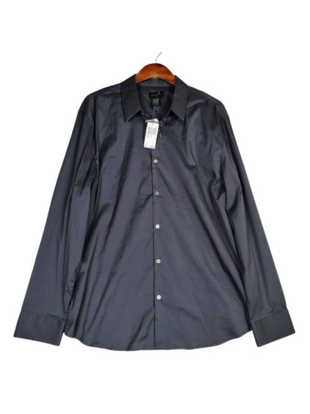 Magaschoni Shirt Men's XL Midnight Blue Woven Long Sleeve Button-Up Classic NWT